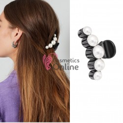 Clama pentru prins parul tip cleste CLM022CC Negru cu perle albe